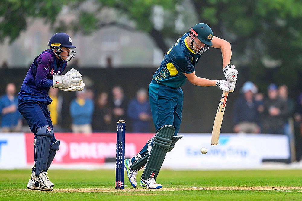 AUS vs SCO, Australias Cameron Green bats