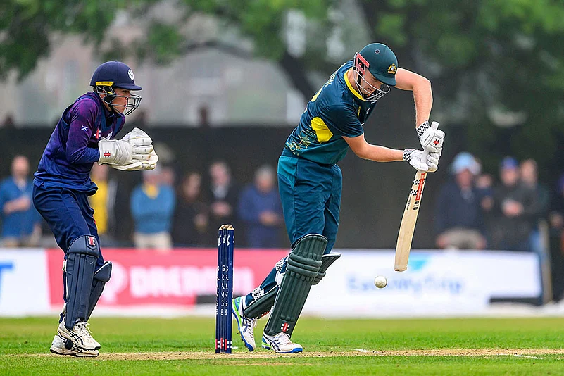 AUS vs SCO, Australias Cameron Green bats