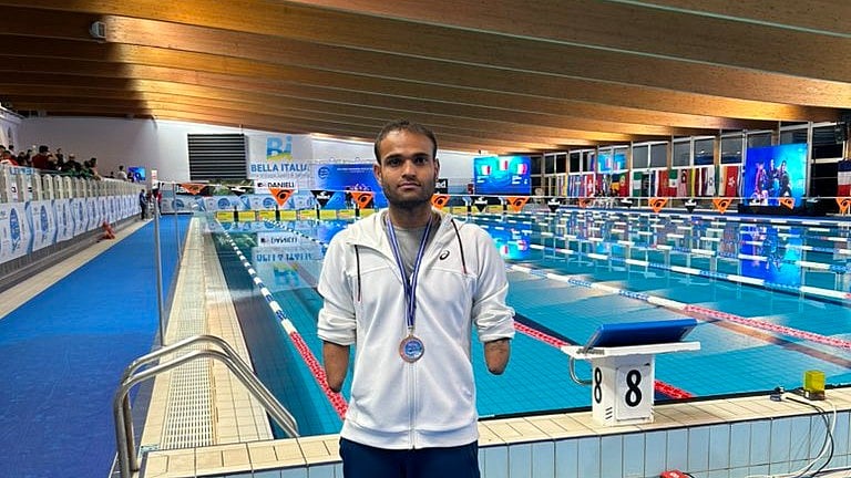 Indian para-swimmer Suyash Jadhav.  - null