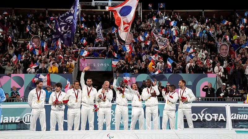 french blind football team, AP Photo