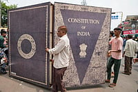 The Ambedkarite Dual Policy Solution For Sub-Caste Discrimination Photo: AP/Ajit Solanki : Dalits carry a huge replica of the Indian constitution during a nationwide strike against the Supreme Court's decision on affirmative action for people in the lowest castes in Ahmedabad.