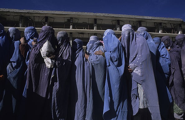 Women, many of them widows  in Kabul. Afghanistan