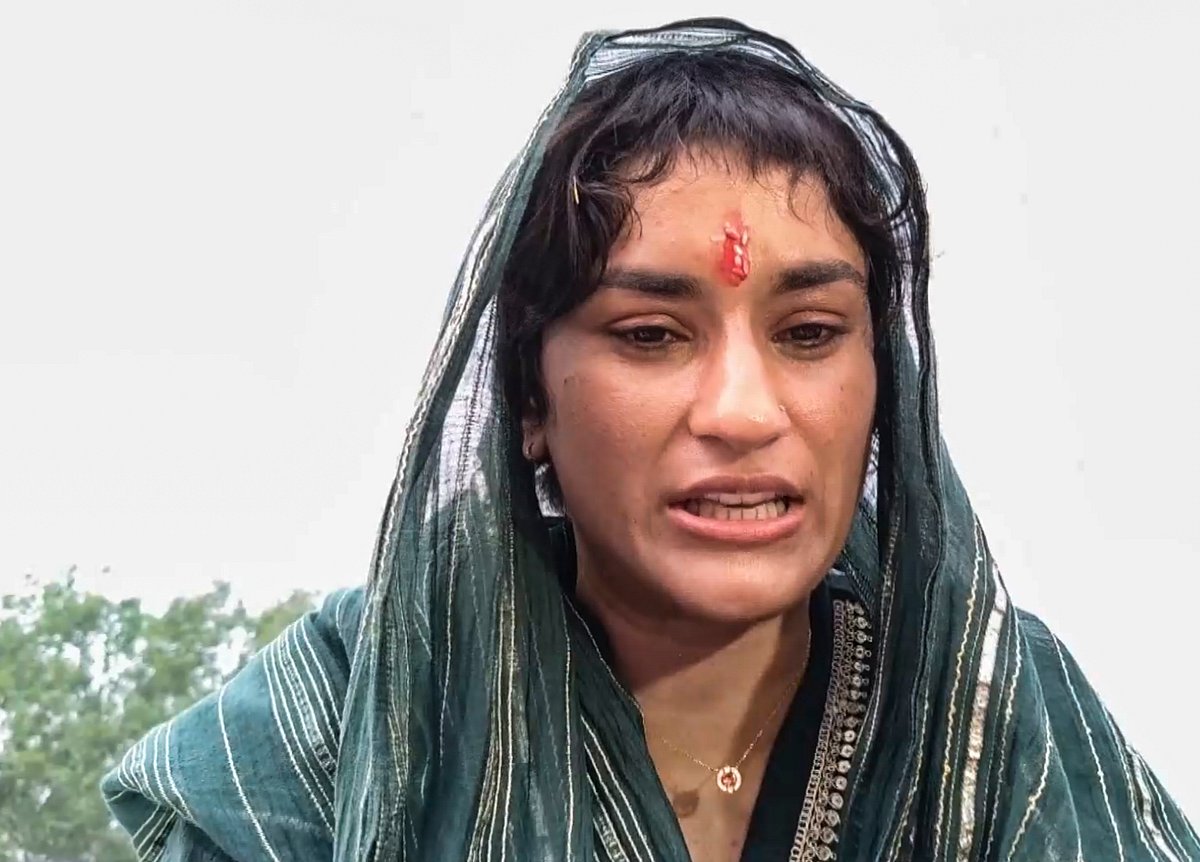 PTI : Vinesh Phogat speaks to media ahead of Haryana elections.