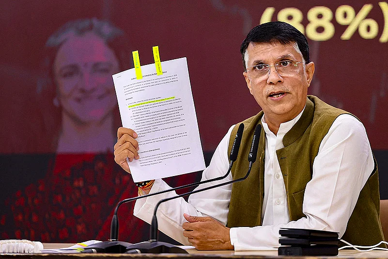 Congress leader Pawan Khera during PC in New Delhi