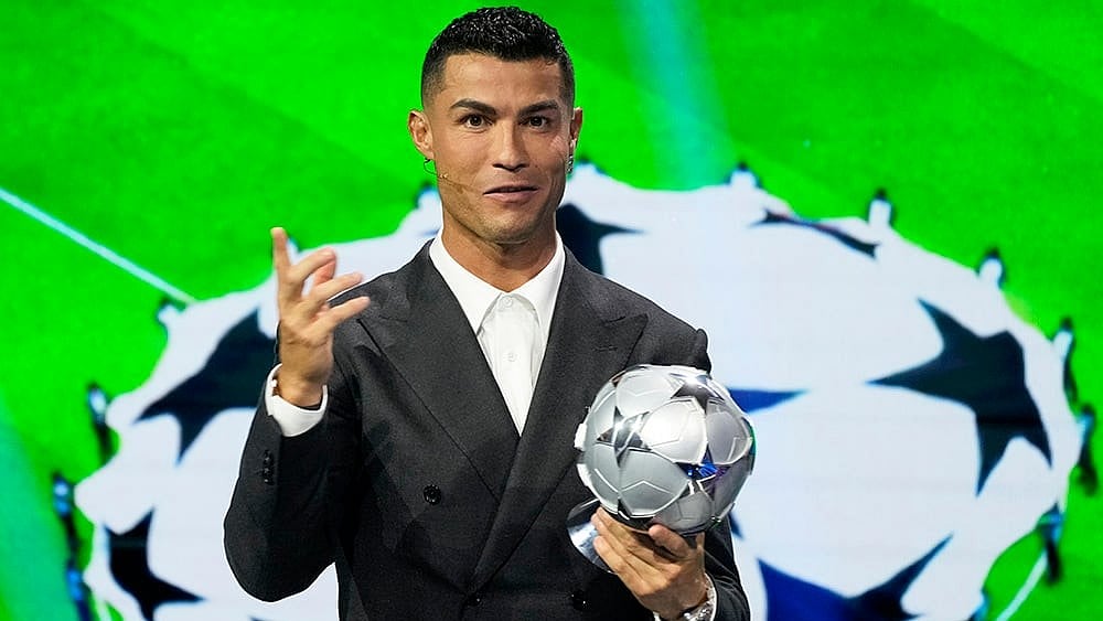 2024-25 UEFA Champions League Draw: Cristiano Ronaldo, the all-time leading goalscorer in the Champions League, speaks after receiving a special award - | Photo: AP/Gregorio Borgia
