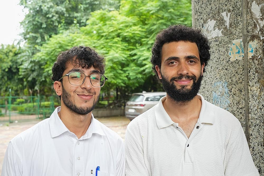 Engineer Rashids sons outside Tihar Jail