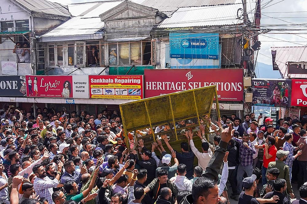 Demolition of an illegal structure in a mosque, at Sanjauli