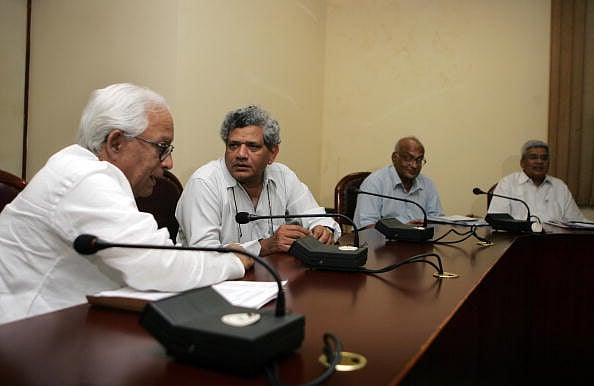 Politburo member Sitaram Yechury with West Bengal Chief Minister Buddhadeb Bhattacharje