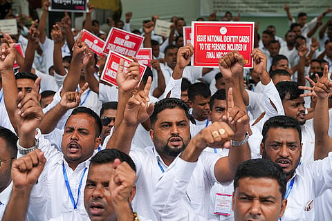 All Assam Minorities Students Union protest at Jantar Mantar