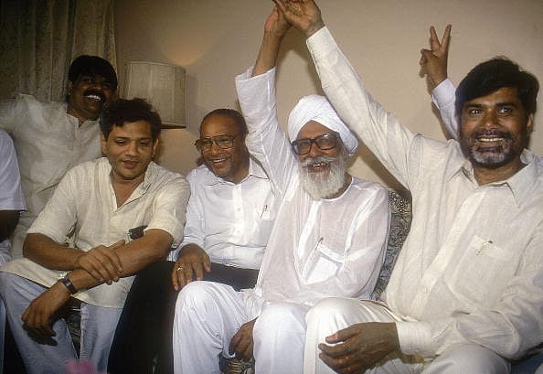 N Chandrababu Naidu, Chief Minister of Andhra Pradesh with Harkishan Singh Surjit, Sitaram Yechury 