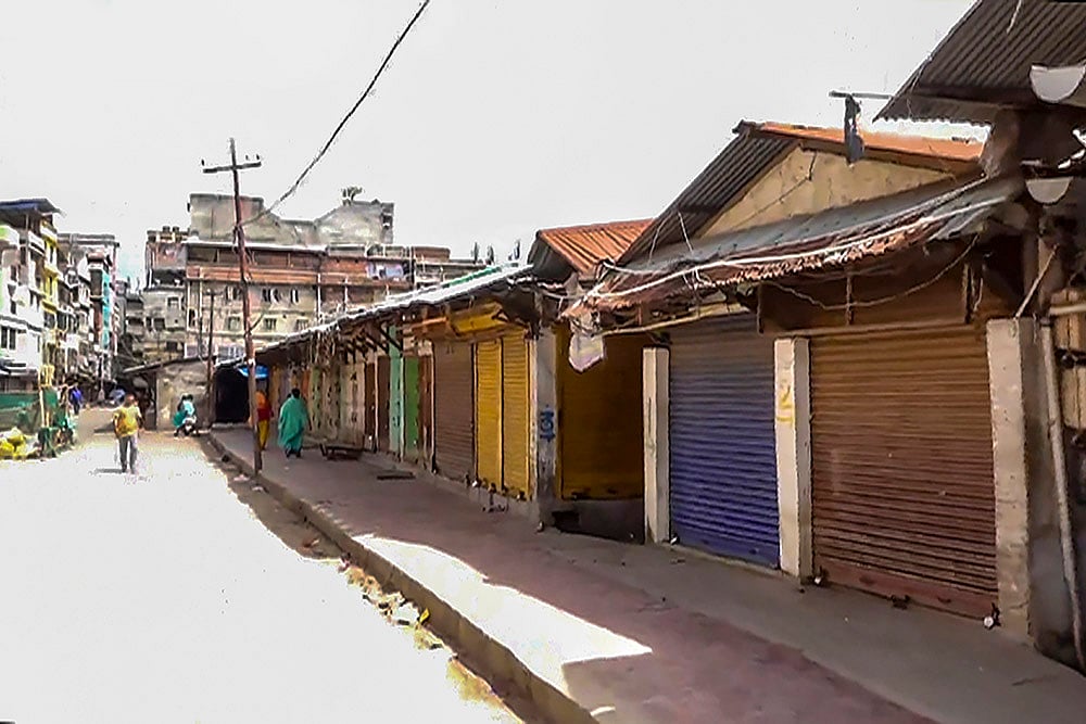 Shops closed in a market area as situation in Manipur remained tense
