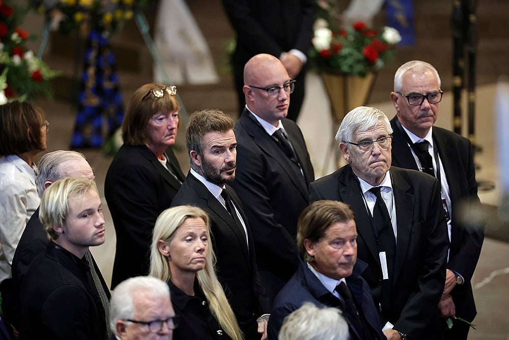Sven-Goran Eriksson Funeral_David Beckham after the funeral service