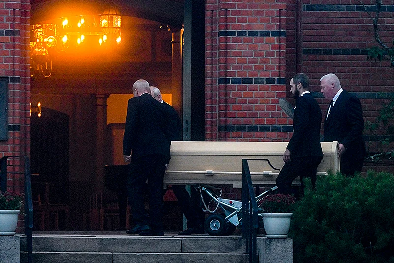 Sven-Goran Eriksson Funeral - A coffin of football legend Sven-Goran Eriksson