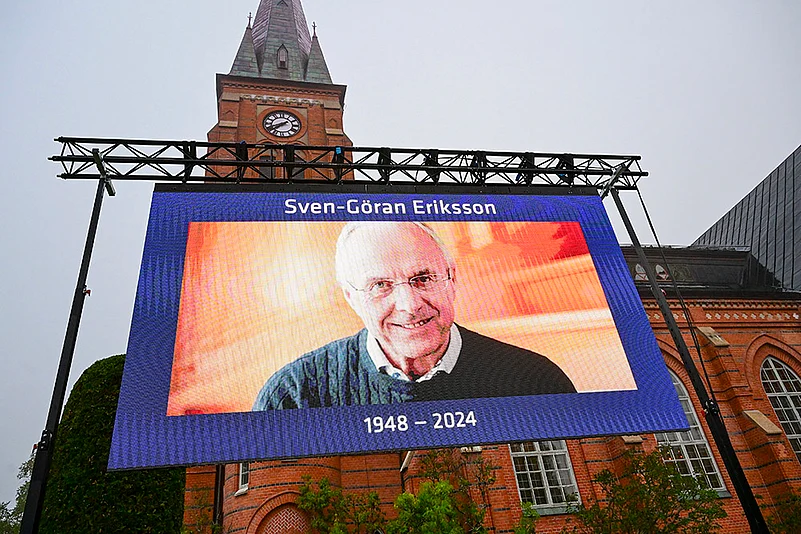 Sven-Goran Eriksson Funeral_A general view of a screen outside Fryksande Church in Torsby