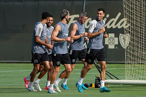 Major League Soccer: Inter Miami players warm up at team's training facility