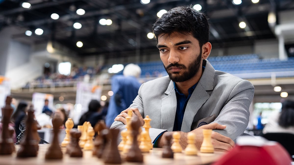 Indian Grandmaster D Gukesh beat Azerbaijan's Aydin Sulemanli in the fifth round of Chess Olympiad 2024. - FIDE/Maria Emelianova