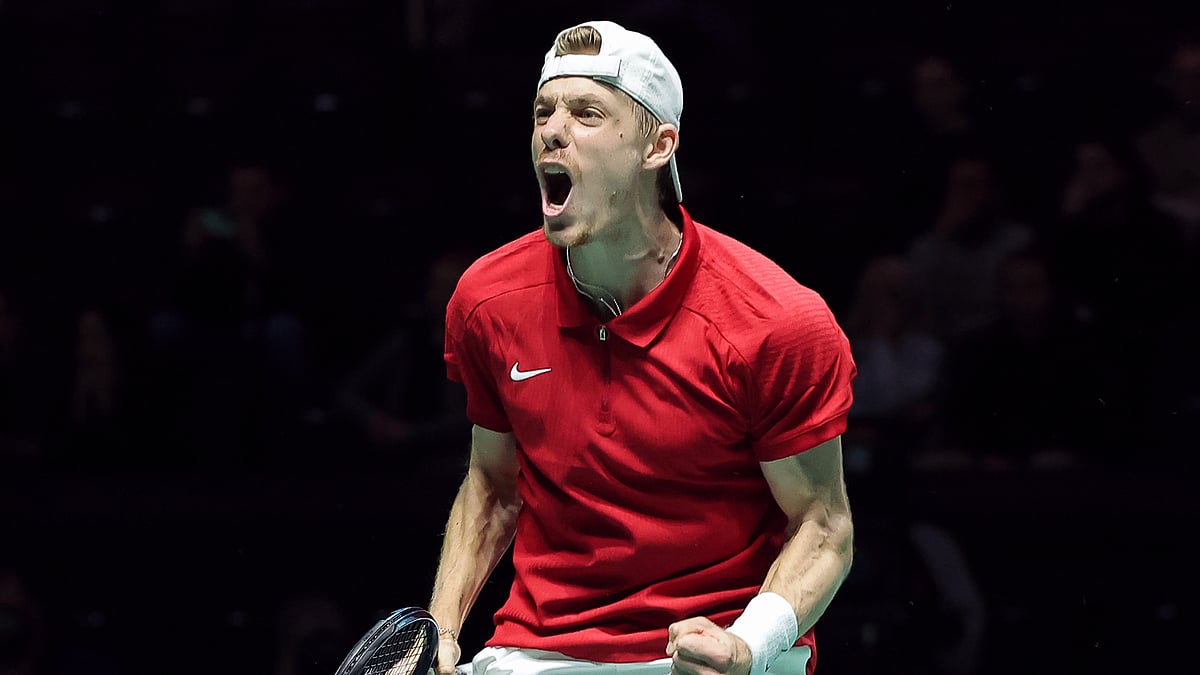 Denis Shapovalov during a match at Davis Cup.