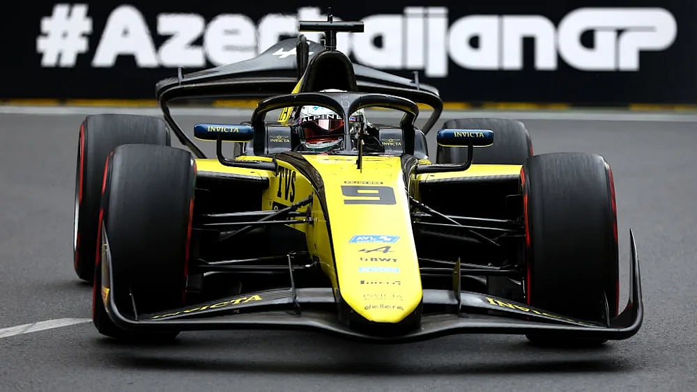 X | Formula 2 : Kush Maini at the F2 Azerbaijan Grand Prix 2024. 