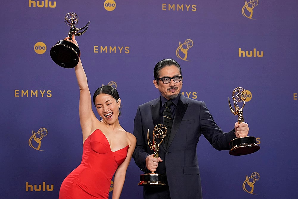 | Photo: AP/Jae C. Hong : Emmy Awards 2024: Anna Sawai,  winner of the award for lead actress in a drama series for "Shogun" and Hiroyuki Sanada winner of the award for lead actor in a drama series for "Shogun"
