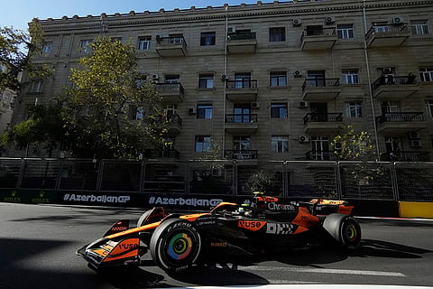 Azerbaijan GP 2024: McLaren driver Lando Norris of Britain in action