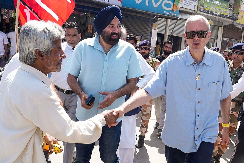 Photo: PTI/S Irfan : Omar Abdullah campaign for J&K polls