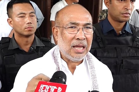 N Biren Singh addressing media