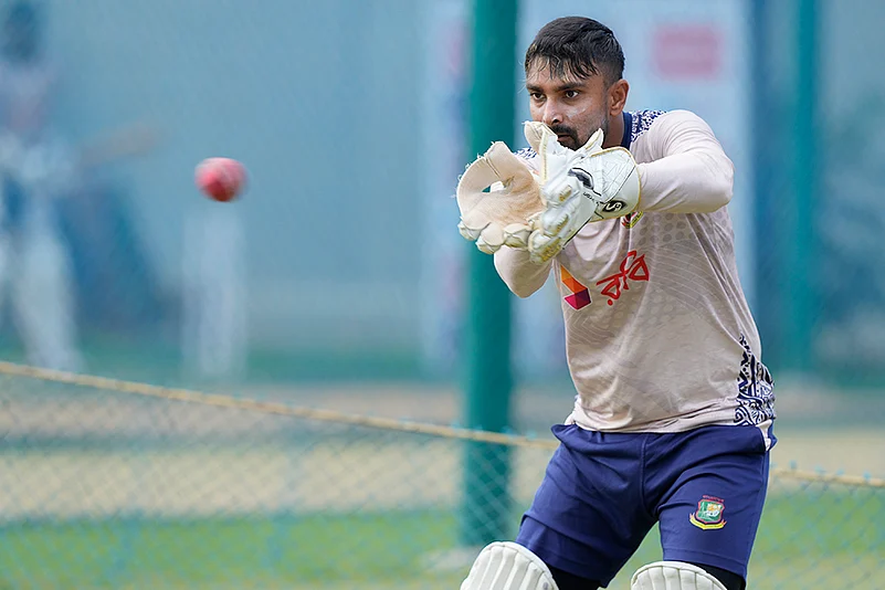 Litton Das participates in a training session