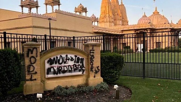 BAPS temple vandalised in New York - X/@TheSATimes