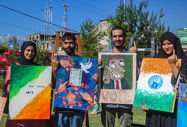 (Photo  via Getty Images) : Assembly Elections Awareness Campaign In Kashmir