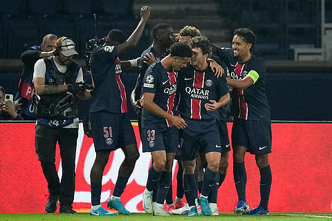 UEFA Champions League, PSG vs Girona: PSG players celebrate a goal