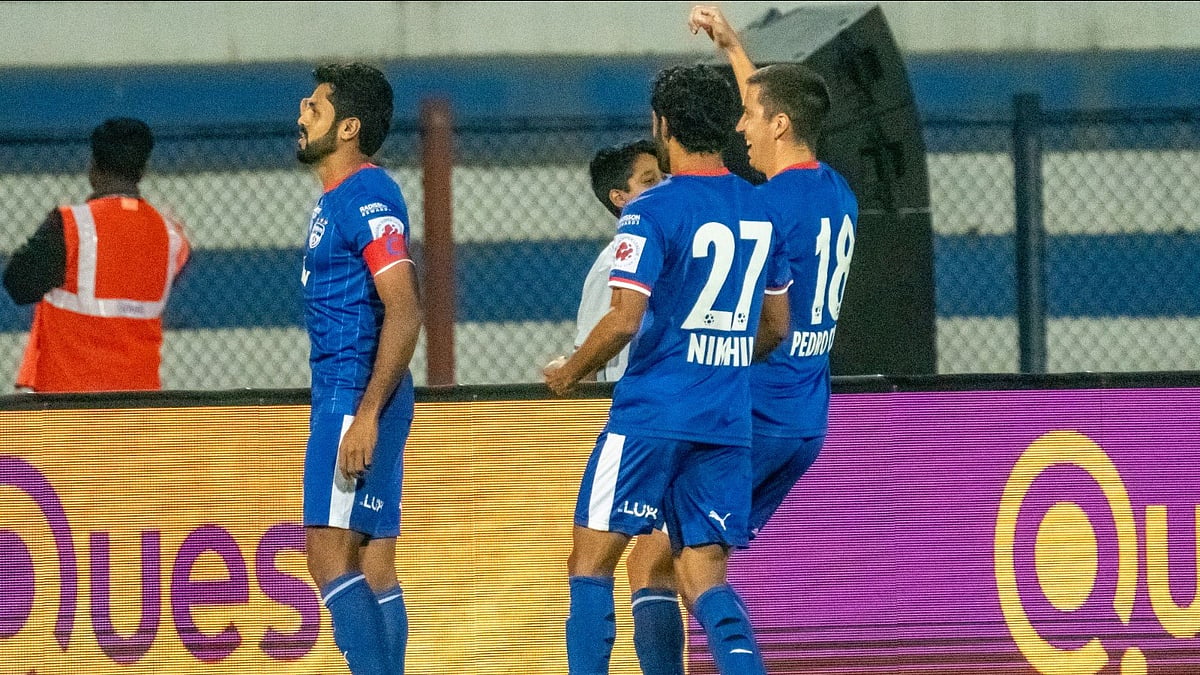 Rahul Bheke's celebration after completing the goal.