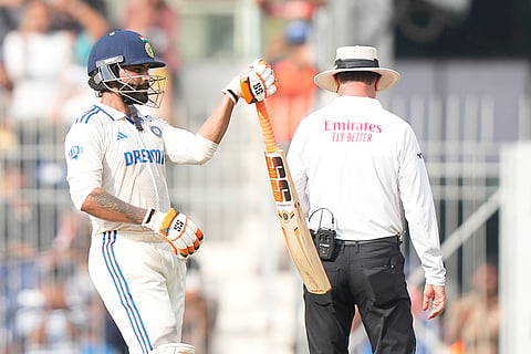 IND Vs BAN, 1st Test Day 1: Ravindra Jadeja celebrates his fifty runs 
