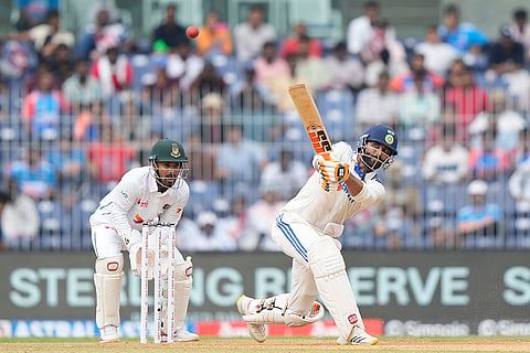 IND Vs BAN, 1st Test Day 1: Ravindra Jadeja plays a shot