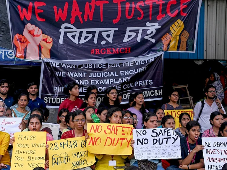 Protest in Kolkata seeking justice in RG Kar Hospital case - PTI