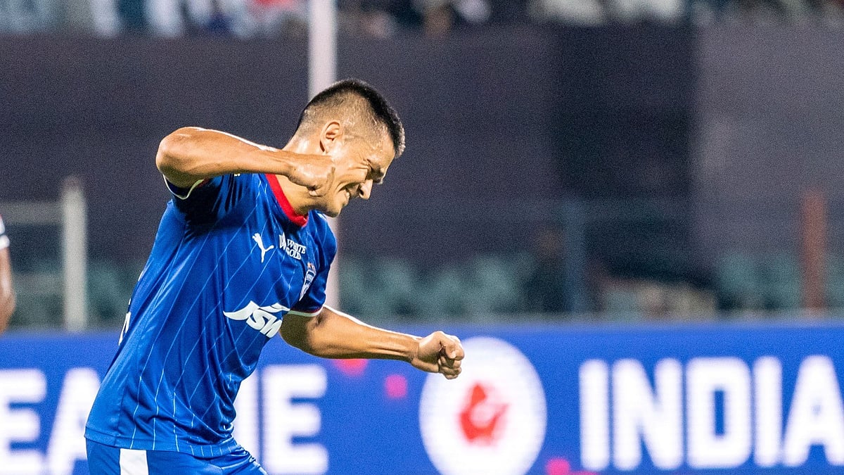 Bengaluru FCs Sunil Chhetri celebrating.