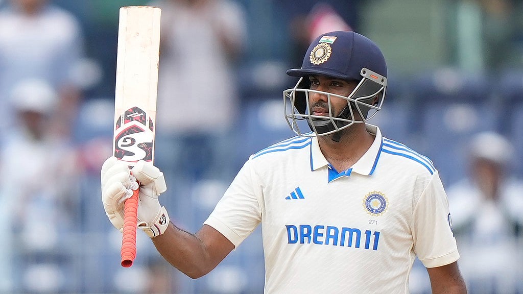 India's Ravichandran Ashwin stood tall on day 1 of the first Test match against Bangladesh. - AP/Mahesh Kumar A.