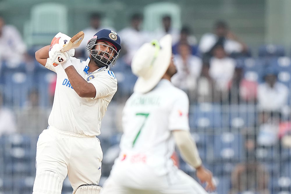 | Photo: AP/Mahesh Kumar A. : IND Vs BAN, 1st Test Day 2: India's Rishabh Pant plays a shot 