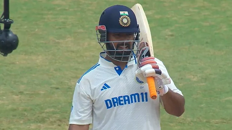 Rishabh Pant at the crease during India's second innings at Chennai. - Screengrab