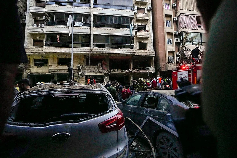 Lebanon Mideast Tensions: Israeli missile strike in Beirut_6