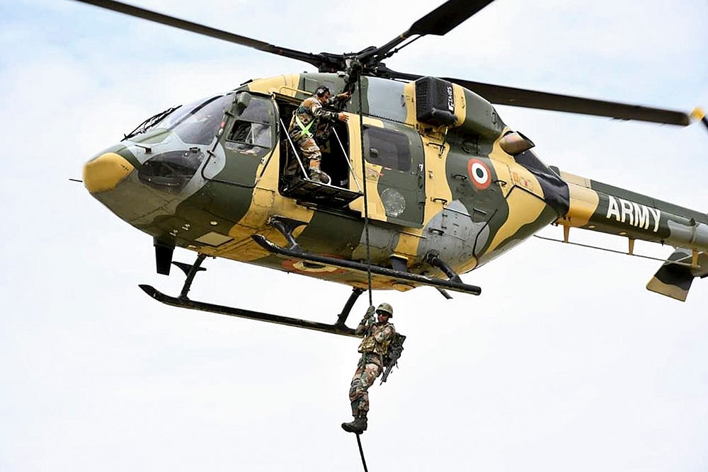 Military personnel of India and America during joint military exercise
