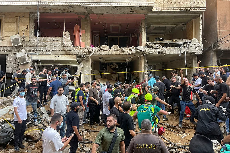 Lebanon Mideast Tensions: Israeli missile strike in Beirut_9
