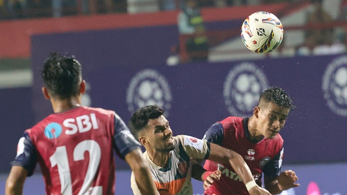 Jamshedpur FC in action against Mumbai City FC match during the ISL 2024-25 in Jamshedpur. - Photo: ISL