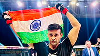 MMA Fighter Sangram Singh Takes On Pakistani Rival On Sunday Photo: Special Arrangement : Indian wrestler Sangram Singh after his MMA win against Pakistan's Ali Raza Nasir.