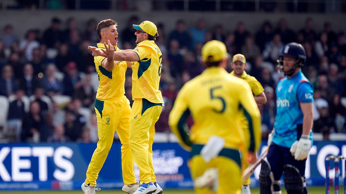 Australias Aaron Hardie celebrates. AP