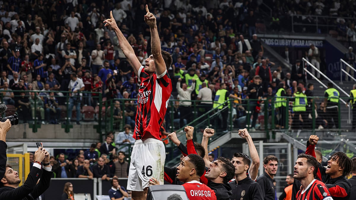 Matteo Gabbia's 89th minute header saw Milan edge rivals Inter on Sunday - null