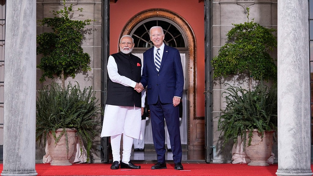 | Photo: AP : President Joe Biden greets India's Prime Minister Narendra Modi at the Quad leaders summit at Archmere Academy in Claymont, Delaware