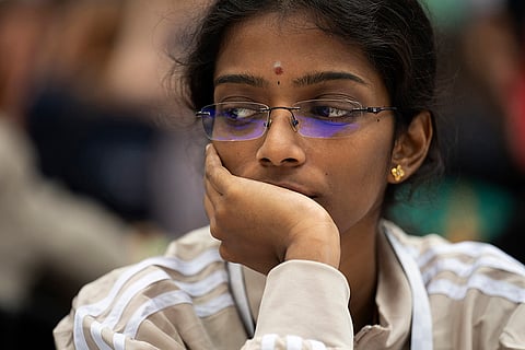Chess Olympiad 2024: Vaishali Rameshbabu of India, focuses during the final round of Chess Olympiad 