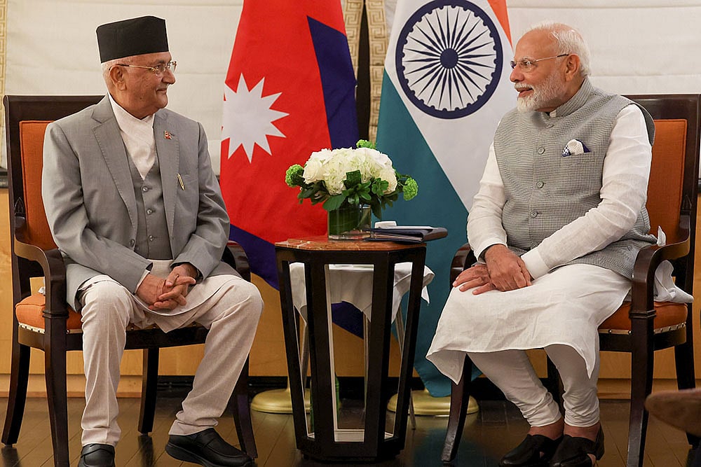 Narendra Modi with KP Sharma Oli