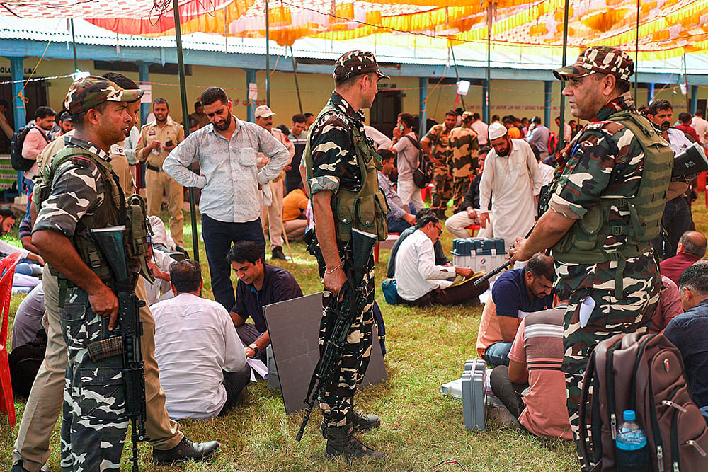 Photo: PTI : J&K polls: Preps for 2nd phase polling