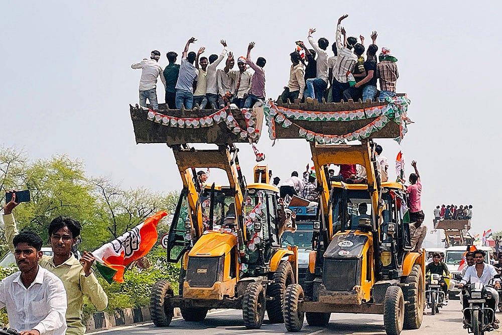 Photo: PTI/Gunjan Sharma : Haryana elections: Poll campaign in Nuh